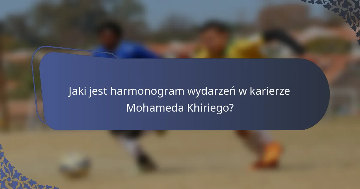 Jaki jest harmonogram wydarzeń w karierze Mohameda Khiriego?